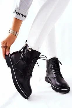 Botki Sznurowane|Czarne Botki><noscript><img width=