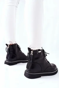 Botki Sznurowane|Czarne Botki><noscript><img width=