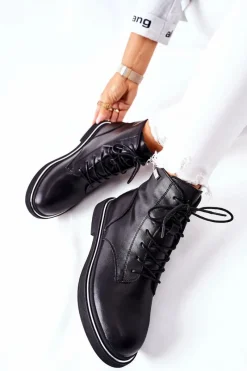 Botki Sznurowane|Czarne Botki><noscript><img width=