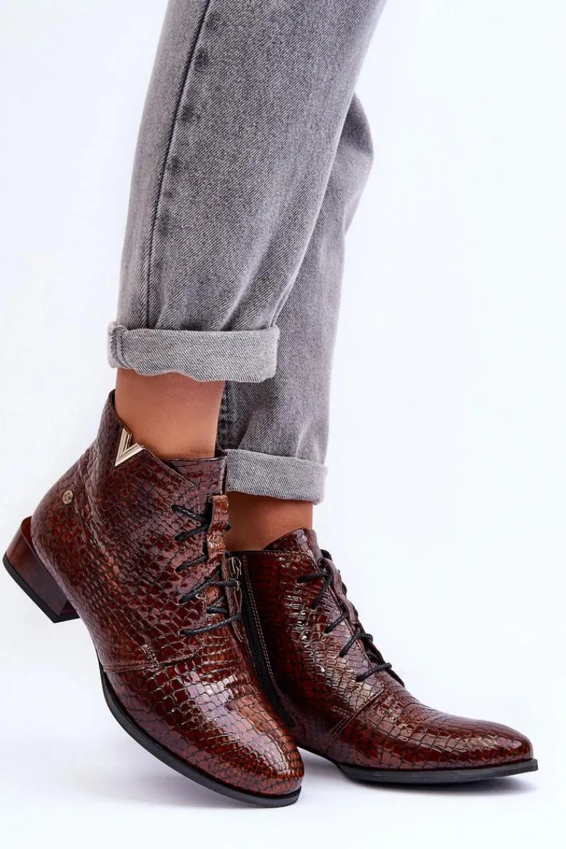 Botki Maciejka|Botki Skórzane>Maciejka Damskie Skórzane Botki 5743C-02 Brązowe Brązowy