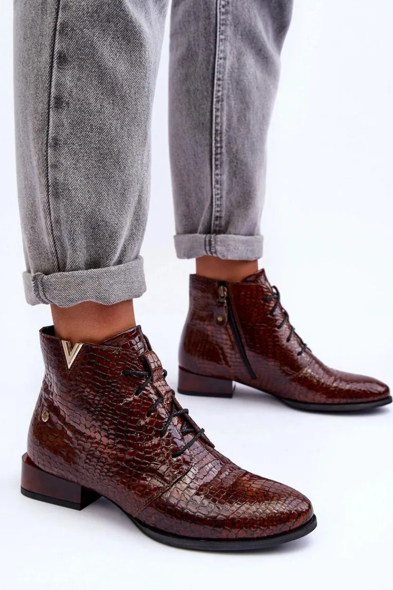 Botki Maciejka|Botki Skórzane>Maciejka Damskie Skórzane Botki 5743C-02 Brązowe Brązowy