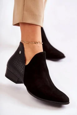 Botki Wiosenne|Botki Maciejka></noscript>Maciejka Damskie Skórzane Botki Czarne Wzór Zwierzęcy 04091-62