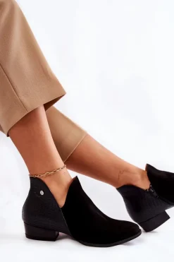 Botki Wiosenne|Botki Maciejka></noscript>Maciejka Damskie Skórzane Botki Czarne Wzór Zwierzęcy 04091-62