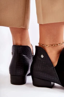 Botki Wiosenne|Botki Maciejka></noscript>Maciejka Damskie Skórzane Botki Czarne Wzór Zwierzęcy 04091-62