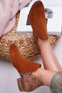 Botki Wiosenne|Botki Maciejka>Maciejka Damskie Skórzane Botki Rude 04091-49