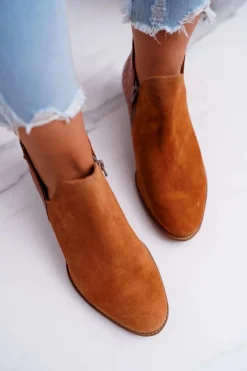 Botki Wiosenne|Botki Maciejka></noscript>Maciejka Damskie Skórzane Botki Rude Wzór Zwierzęcy 04091-29