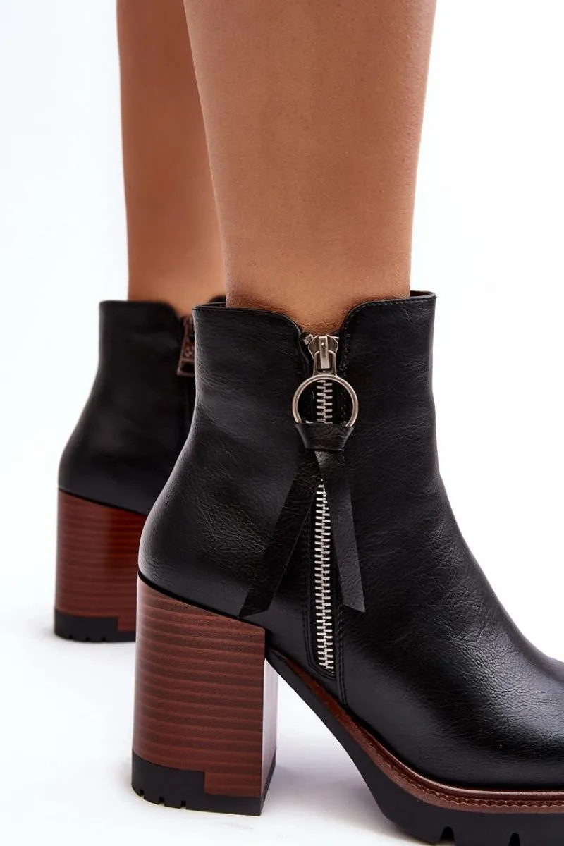 Botki Na Słupku|Czarne Botki>Buty damskie Vinceza Damskie Skórzane Botki Na Słupku Czarne Brittney