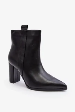 Czarne Botki|Brązowe I Beżowe Botki>Boto Damskie Skórzane Botki Na Słupku Czarne Vevine