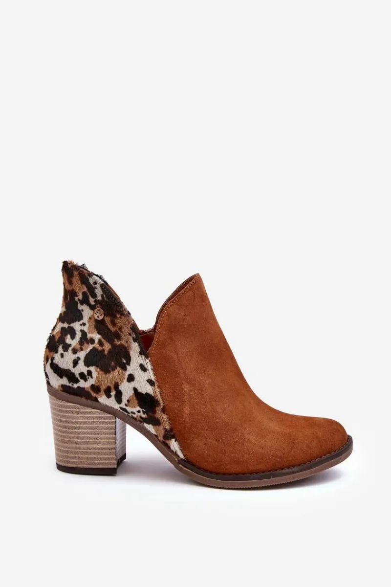 Outlet Damskie Skórzane Botki Na Słupku Brązowe 04492-98 Damskie Botki Wiosenne|Botki Maciejka