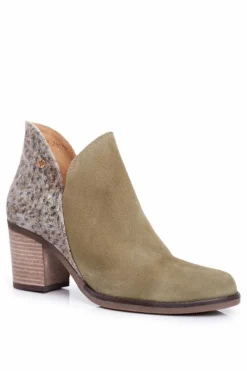 Discount Damskie Skórzane Botki Na Słupku Oliwkowe 04492-24 Damskie Botki Wiosenne|Botki Maciejka