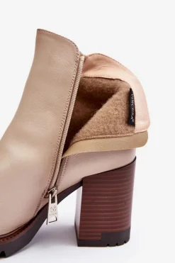 Online Buty damskie Vinceza Damskie Skórzane Botki Na Słupku Beżowe Brittney