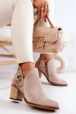 Botki Wiosenne|Botki Maciejka></noscript>Maciejka Damskie Skórzane Botki Na Słupku Jasnobeżowe 04492