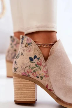 Botki Wiosenne|Botki Maciejka></noscript>Maciejka Damskie Skórzane Botki Na Słupku Jasnobeżowe 04492