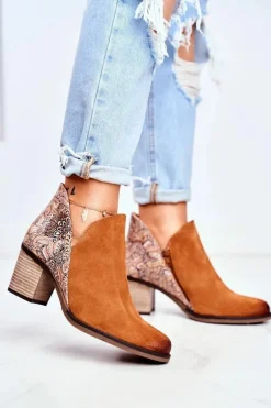 Botki Wiosenne|Botki Maciejka>Maciejka Damskie Skórzane Botki Na Słupku Rude 04492-29