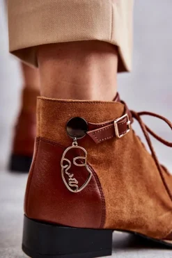 Botki Maciejka|Damskie Trapery>Maciejka Damskie Skórzane Botki Trzewiki 5743A-29 Brązowe Brązowy