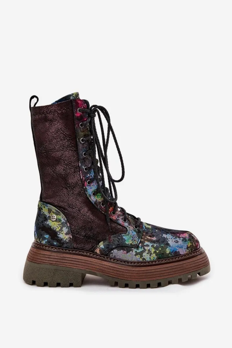 Hot Maciejka Damskie Skórzane Botki Workery 06203-39 Multikolor Wielokolorowy