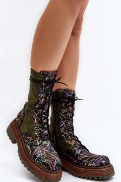 Best Maciejka Damskie Skórzane Botki Workery 06203-09 Multikolor