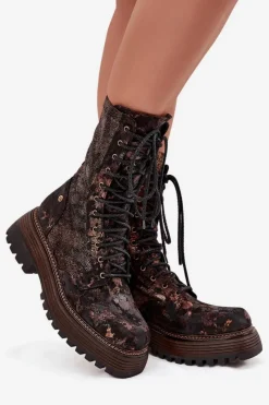 Botki Maciejka|Damskie Trapery></noscript>Maciejka Damskie Skórzane Botki Workery 06203-32 Brązowo-Złote