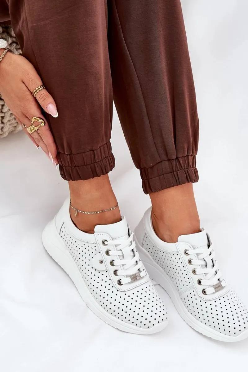 Buty damskie Vinceza Damskie Skórzane Buty Sportowe Vinceza 79532 Białe