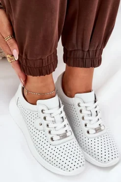 Buty damskie Vinceza Damskie Skórzane Buty Sportowe Vinceza 79532 Białe