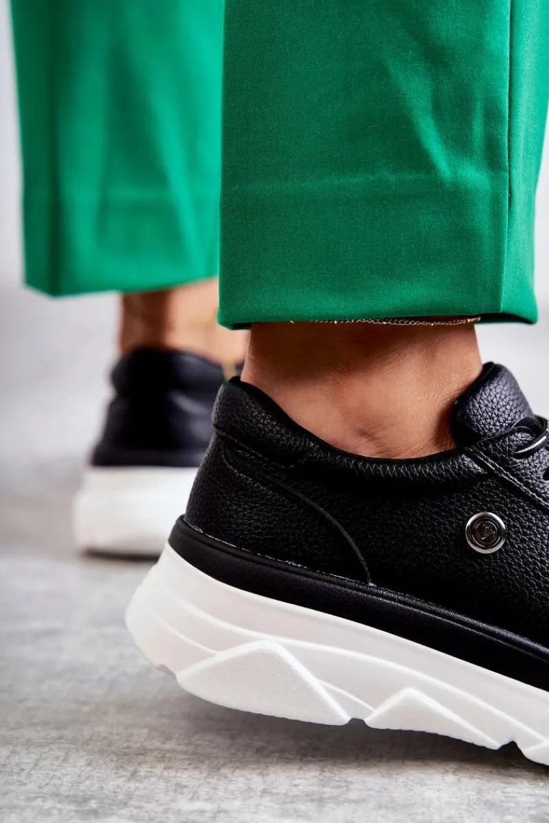 Buty Sportowe Na Platformie|Sneakersy Damskie>Buty damskie Vinceza Damskie Skórzane Buty Sportowe Czarne Camrose