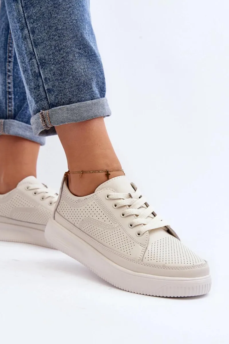 Sneakersy Damskie>Buty Sergio Leone Damskie Skórzane Buty Sportowe Sneakersy Białe Failla Biały