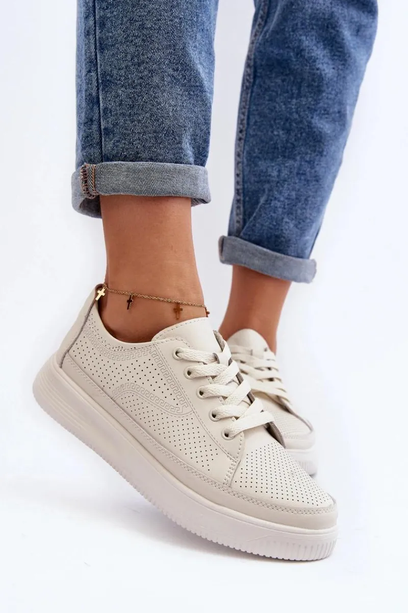 Sneakersy Damskie>Buty Sergio Leone Damskie Skórzane Buty Sportowe Sneakersy Białe Failla Biały