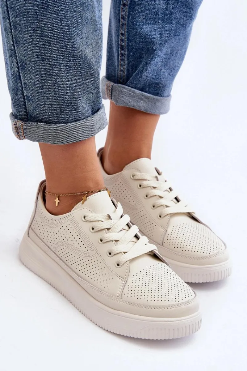 Sneakersy Damskie>Buty Sergio Leone Damskie Skórzane Buty Sportowe Sneakersy Białe Failla Biały