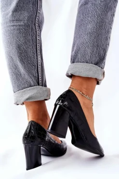 Discount Damskie Skórzane Czółenka Czarne Chay Damskie Czółenka Na Słupku