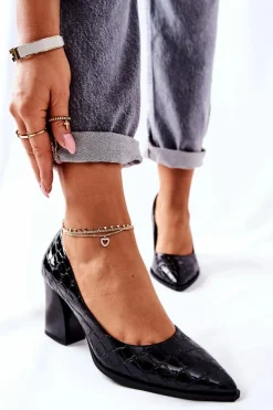 Discount Damskie Skórzane Czółenka Czarne Chay Damskie Czółenka Na Słupku