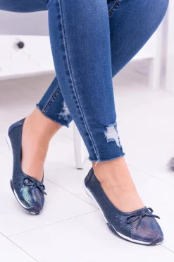 Sale Damskie Skórzane Granatowe Ażurowe Balerinki Erdola Damskie Baleriny Skórzane|Baleriny Klasyczne