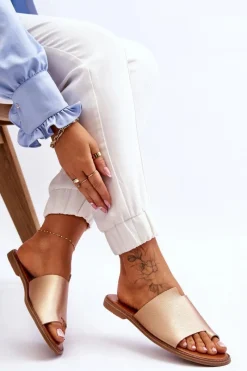 Best Damskie Skórzane Klapki Japonki Złote Amite Damskie Klapki Damskie Japonki