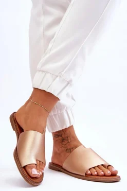 Best Damskie Skórzane Klapki Japonki Złote Amite Damskie Klapki Damskie Japonki