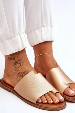 Best Damskie Skórzane Klapki Japonki Złote Amite Damskie Klapki Damskie Japonki