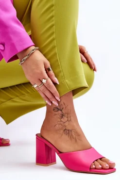 New Boto Damskie Skórzane Klasyczne Klapki Fuksja Loara