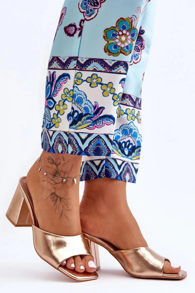 Sale Damskie Skórzane Klasyczne Klapki Różowe Złoto Loara Damskie Klapki Na Obcasie|Klapki Damskie Klasyczne