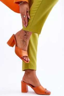 Klapki Na Obcasie|Klapki Damskie Klasyczne>Boto Damskie Skórzane Klasyczne Klapki Pomarańczowe Loara