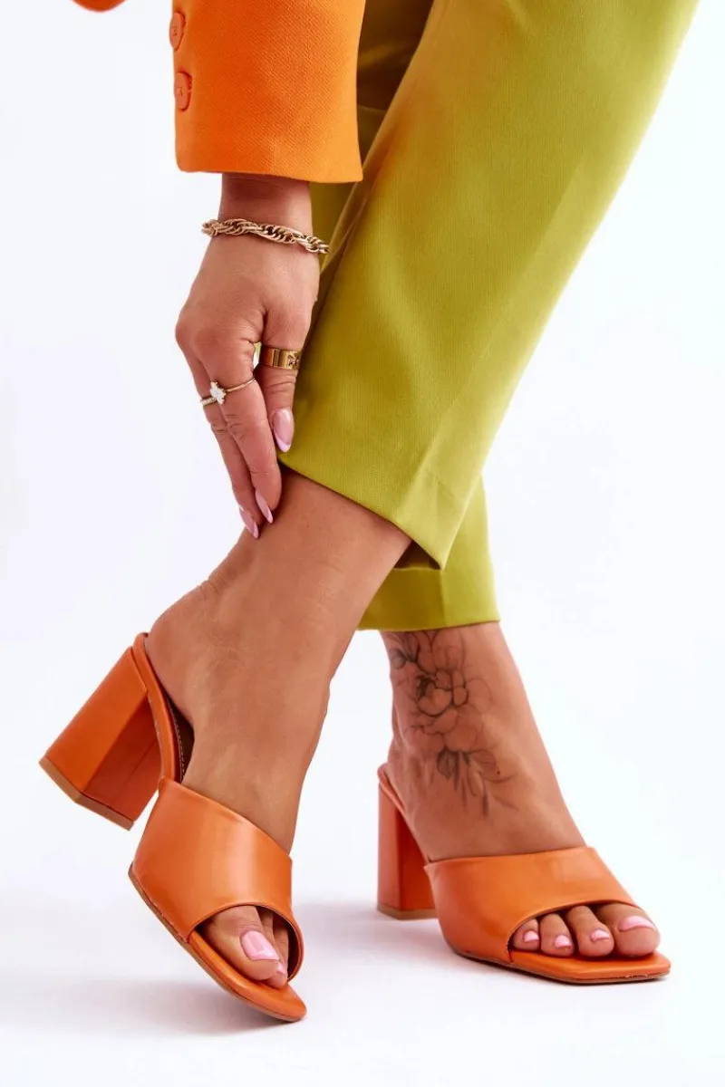 Klapki Na Obcasie|Klapki Damskie Klasyczne>Boto Damskie Skórzane Klasyczne Klapki Pomarańczowe Loara