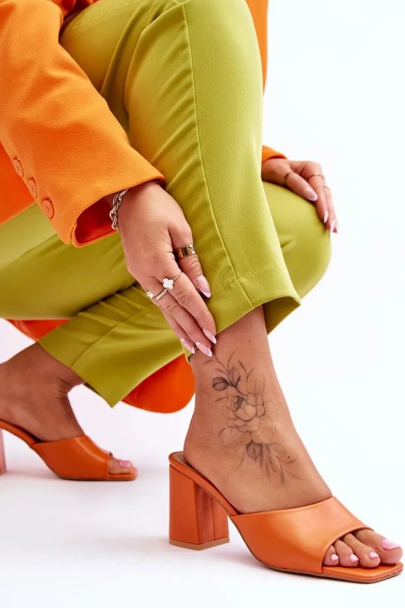 Klapki Na Obcasie|Klapki Damskie Klasyczne>Boto Damskie Skórzane Klasyczne Klapki Pomarańczowe Loara