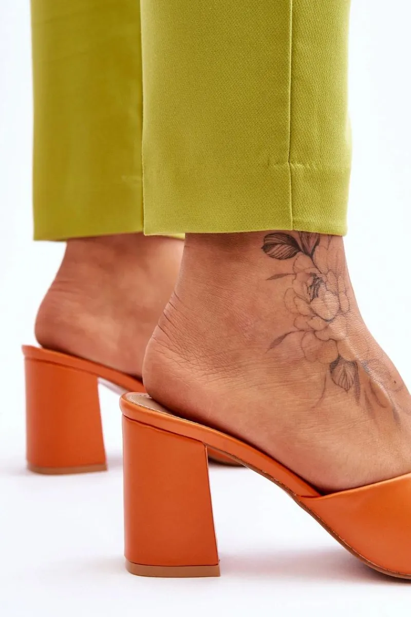 Klapki Na Obcasie|Klapki Damskie Klasyczne>Boto Damskie Skórzane Klasyczne Klapki Pomarańczowe Loara