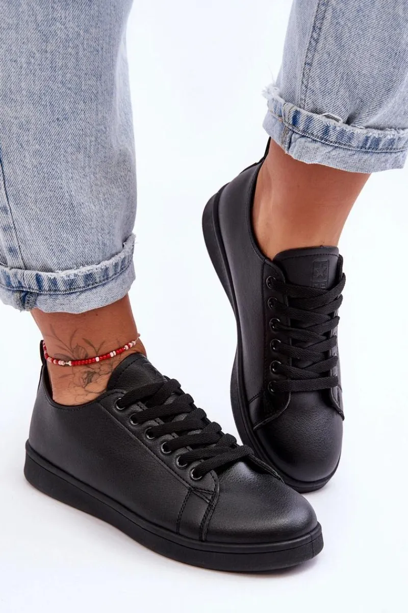 Best Evento Damskie Skórzane Klasyczne Trampki Czarne Unlimited