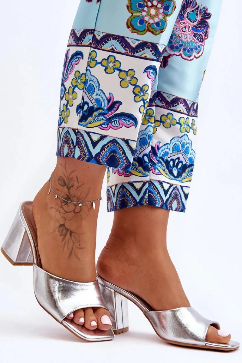 Klapki Na Obcasie|Klapki Damskie Klasyczne>Boto Damskie Skórzane Klasyczne Klapki Srebrne Loara