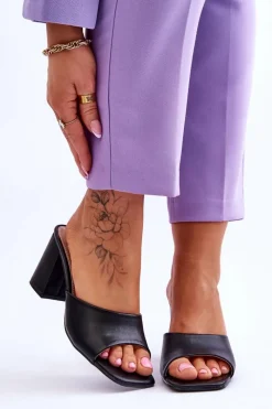 Sale Boto Damskie Skórzane Klasyczne Klapki Czarne Loara