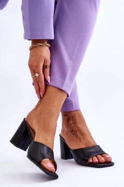 Sale Boto Damskie Skórzane Klasyczne Klapki Czarne Loara