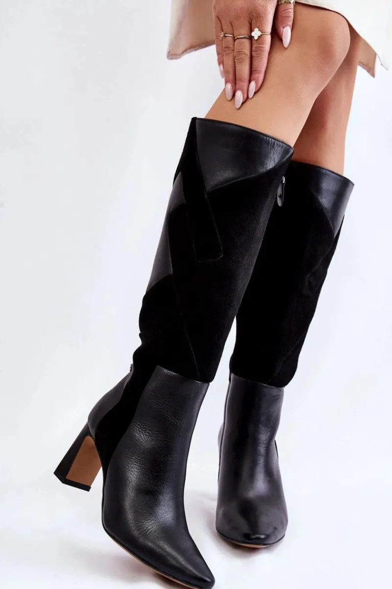 Kozaki Przed Kolano|Kozaki Na Obcasie>Maciejka Damskie Skórzane Kozaki Do Kolan 05784-01 Czarne