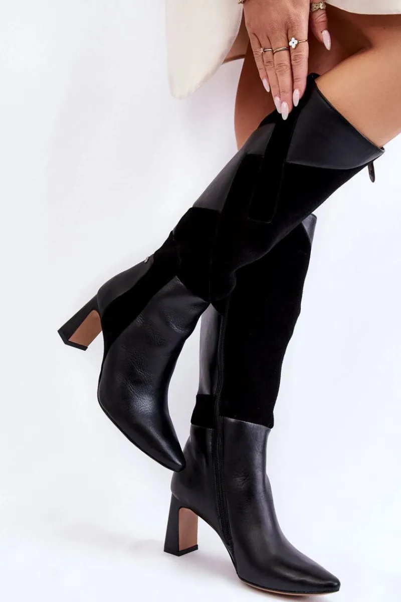 Kozaki Przed Kolano|Kozaki Na Obcasie>Maciejka Damskie Skórzane Kozaki Do Kolan 05784-01 Czarne