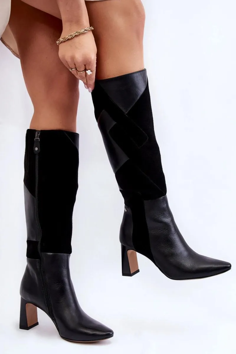 Kozaki Przed Kolano|Kozaki Na Obcasie>Maciejka Damskie Skórzane Kozaki Do Kolan 05784-01 Czarne