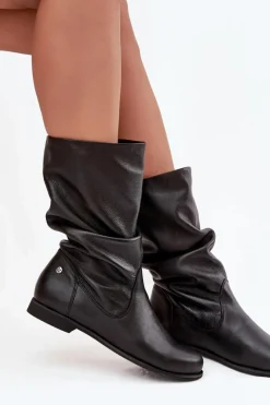 Best Maciejka Damskie Skórzane Kozaki 05057-20 Czarne Czarny