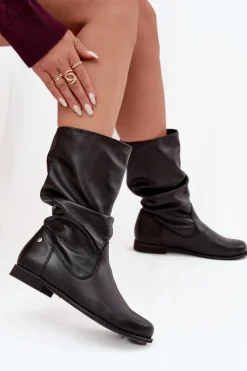 Best Maciejka Damskie Skórzane Kozaki 05057-20 Czarne Czarny