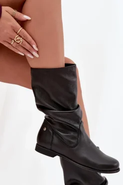 Best Maciejka Damskie Skórzane Kozaki 05057-20 Czarne Czarny